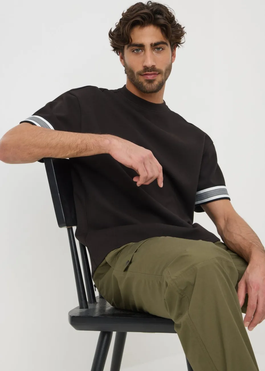 Black Smart Stripe Arm Co Ord T-Shirt