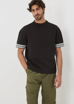 Black Smart Stripe Arm Co Ord T-Shirt