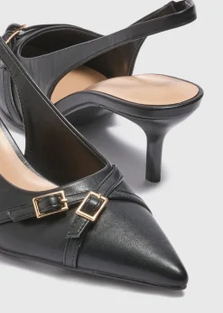 Black Snaffle Buckle Sling Back Heels