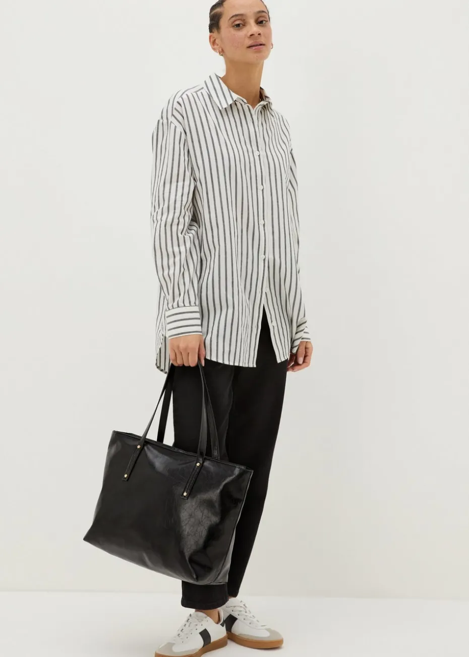 Black Soft PU Tote Bag