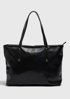 Black Soft PU Tote Bag