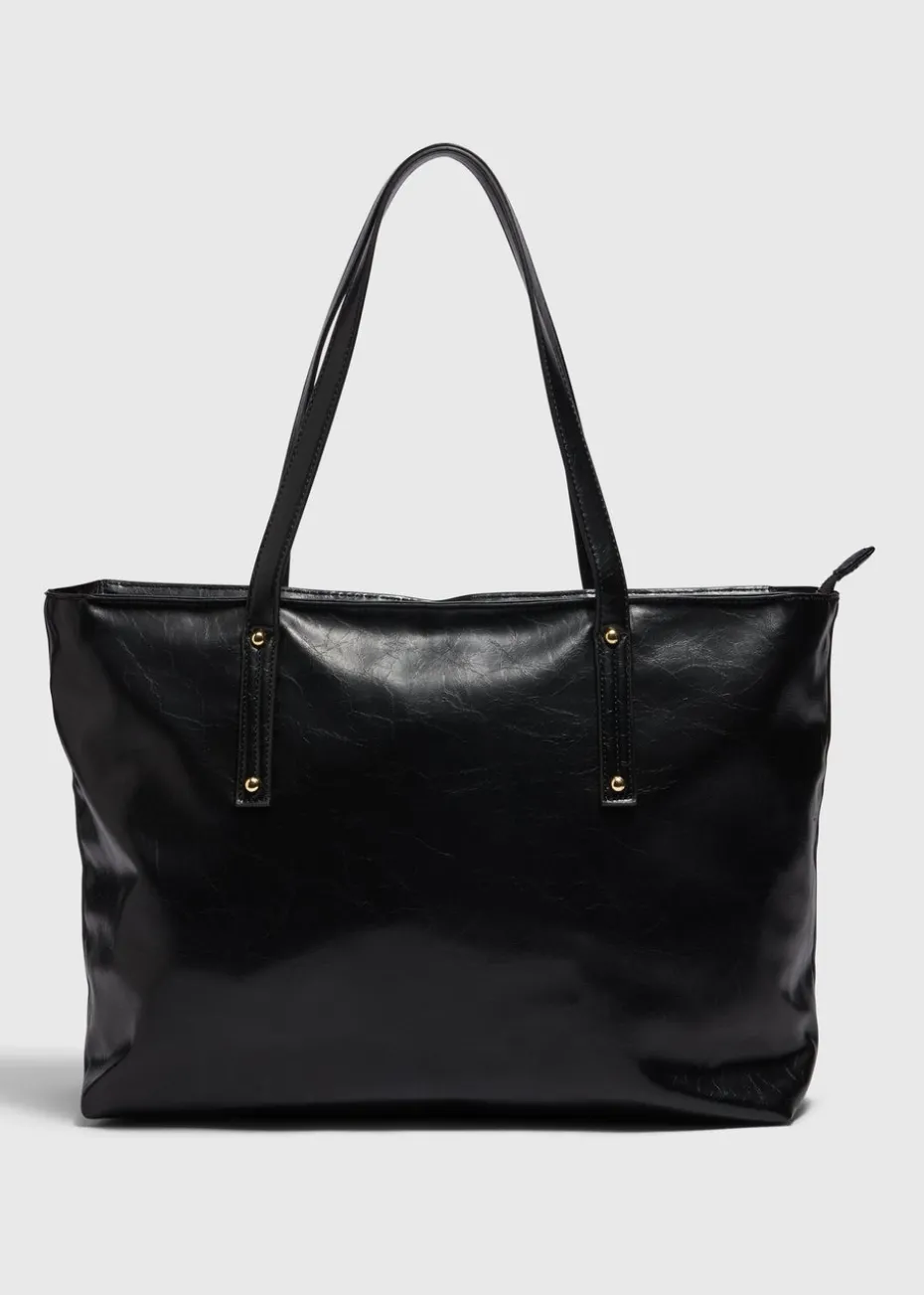 Black Soft PU Tote Bag