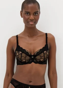 Black Spot Mesh Bra