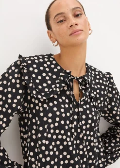 Black Spot Oversized Collar Mini Dress