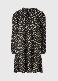 Black Spot Oversized Collar Mini Dress