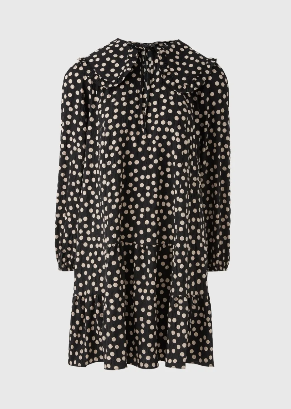 Black Spot Oversized Collar Mini Dress