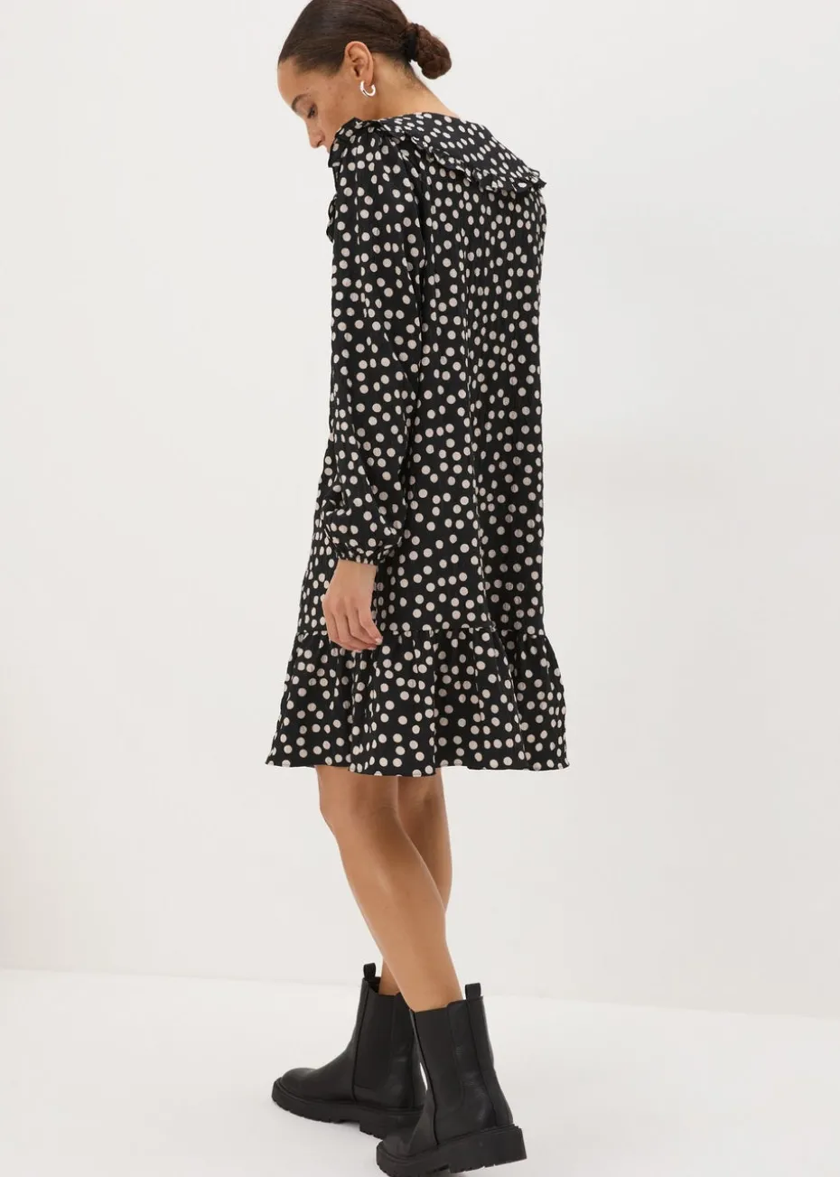 Black Spot Oversized Collar Mini Dress