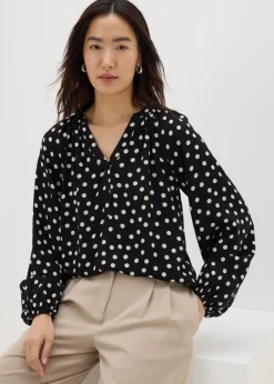 Black Spot Popover Blouse