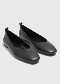 Black Square Toe Ballet Flats