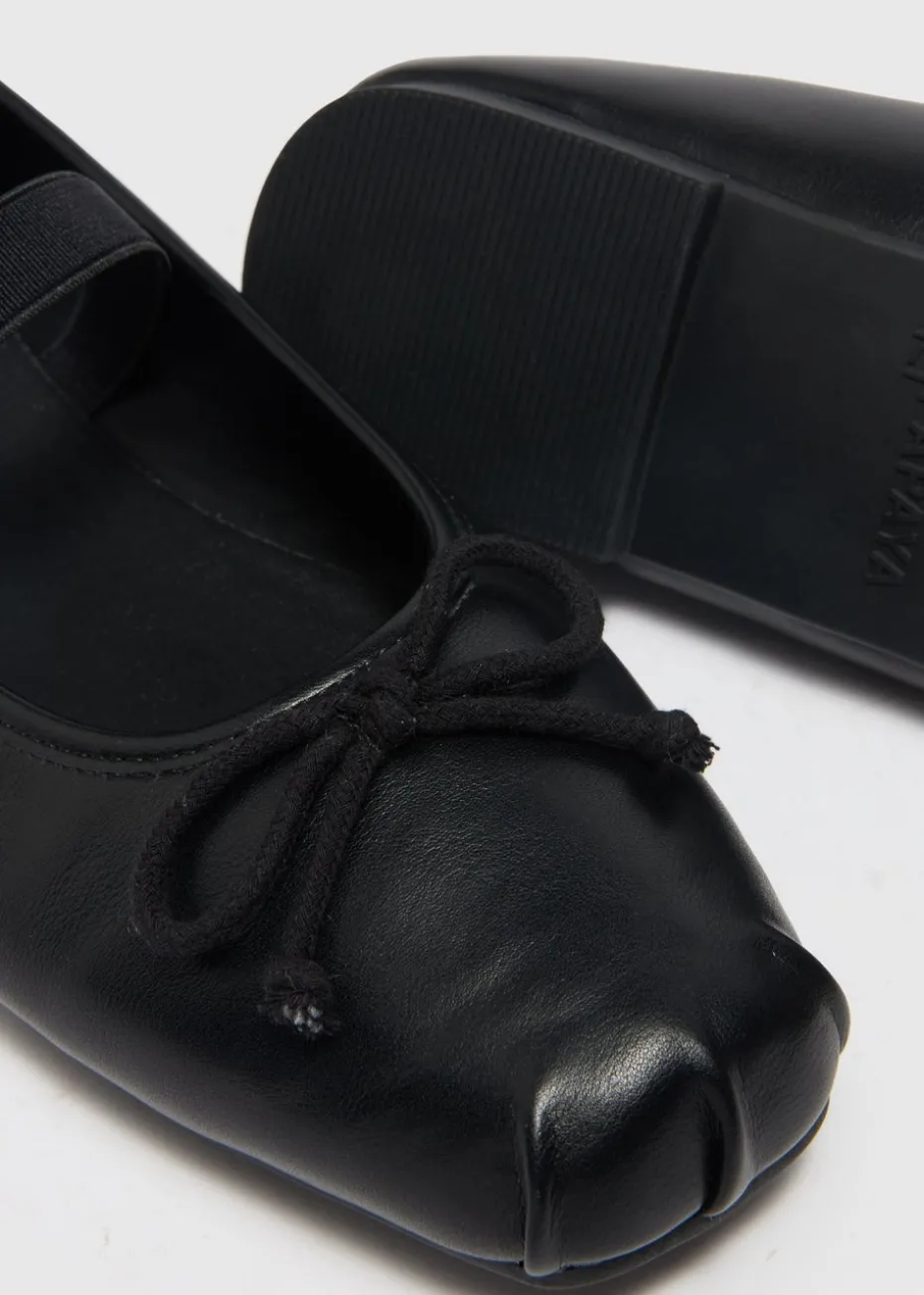 Black Square Toe Ballet Flats