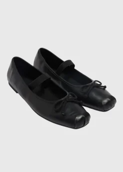 Black Square Toe Ballet Flats