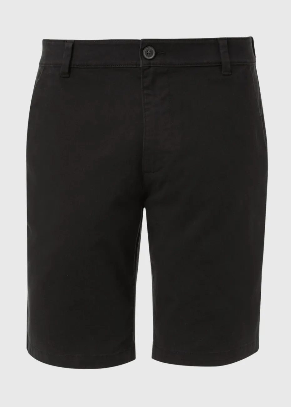 Black Straight Fit Chino Shorts