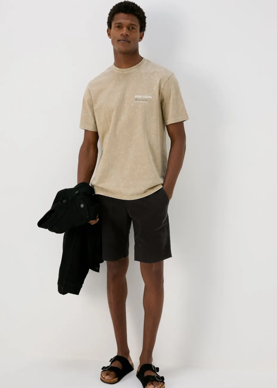 Black Straight Fit Chino Shorts