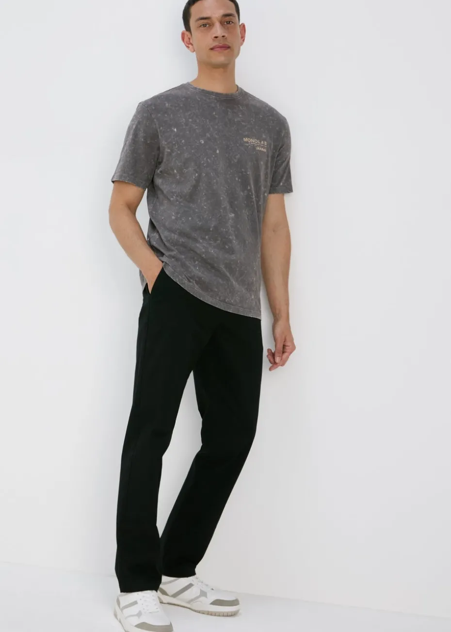 Black Straight Fit Stretch Chinos