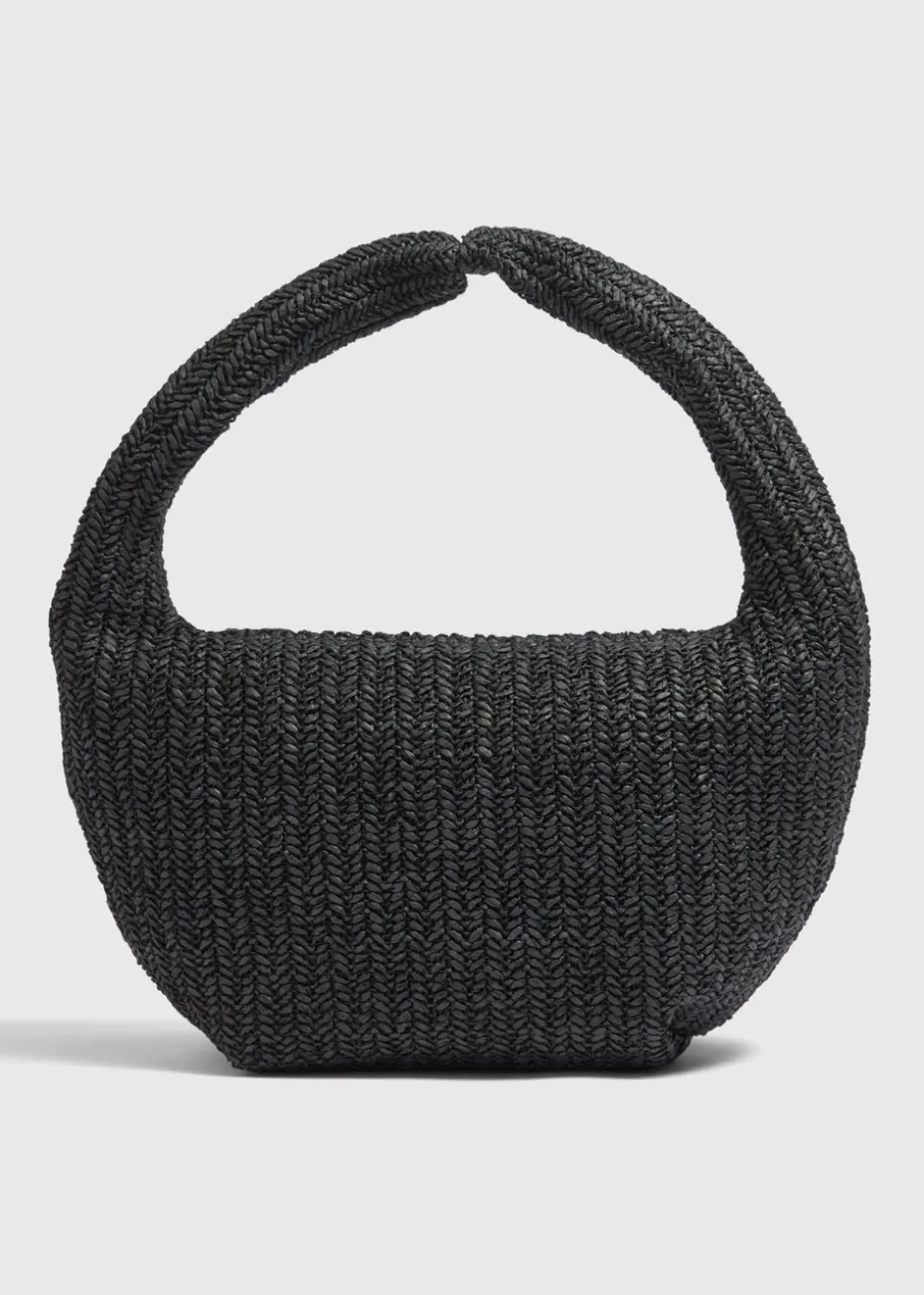 Black Straw Shoulder Bag