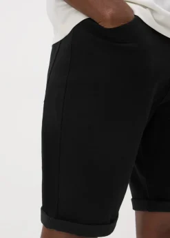 Black Stretch Denim Shorts