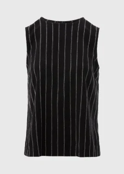 Black Stripe Button Back Co Ord Vest