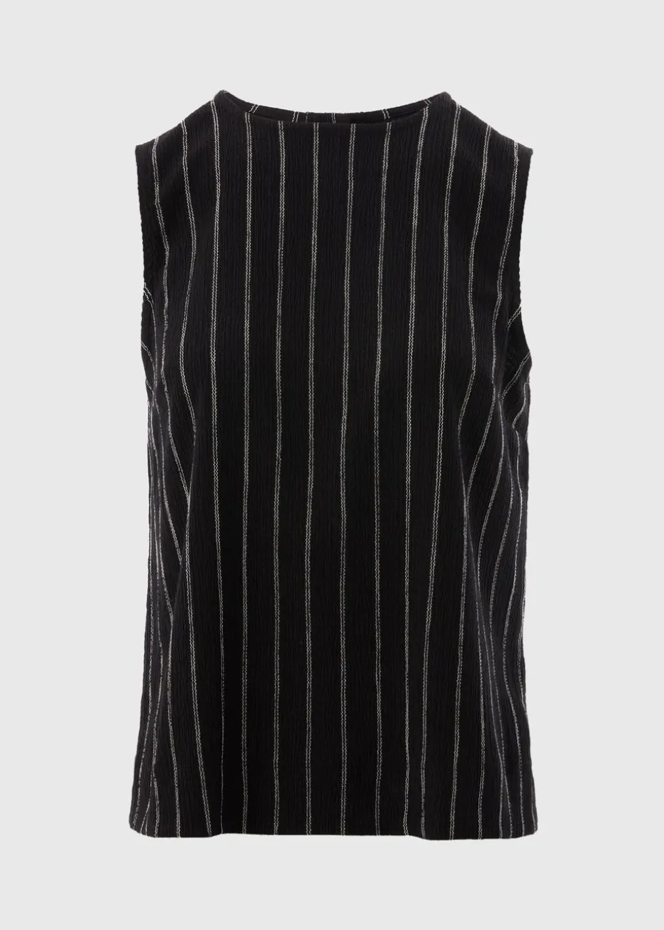 Black Stripe Button Back Co Ord Vest