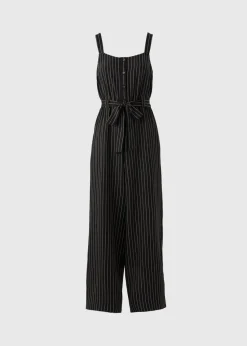 Black Stripe Button Front Jumpsuit