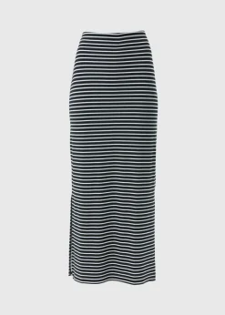 Black Stripe Jersey Maxi Skirt