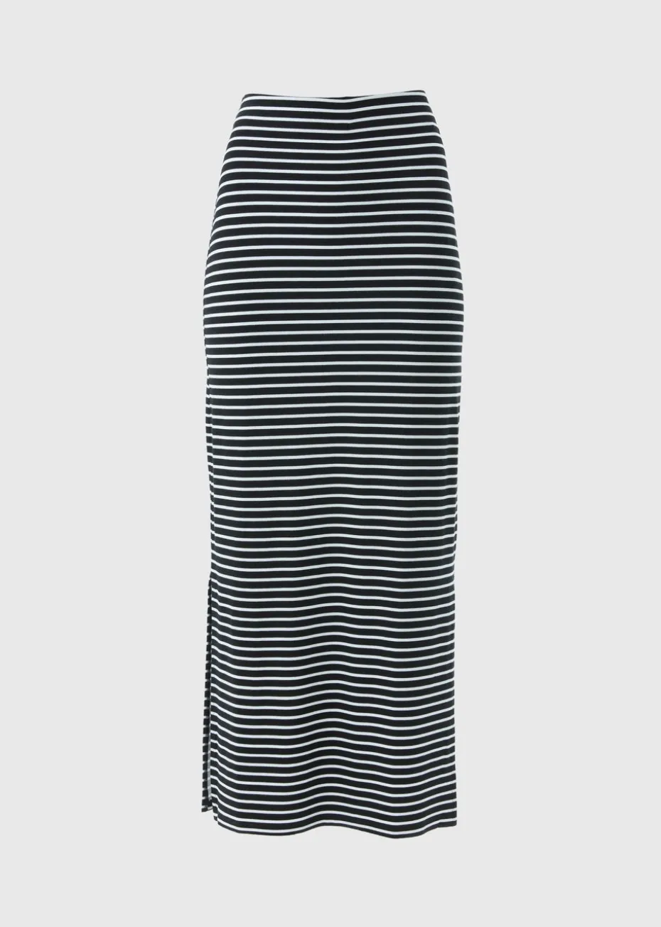 Black Stripe Jersey Maxi Skirt