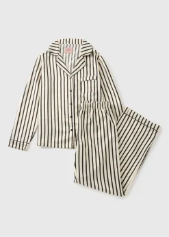 Black Stripe Satin Pyjama Set