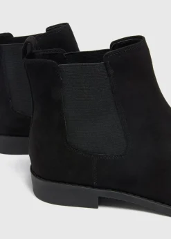 Black Suede Look Chelsea Boots