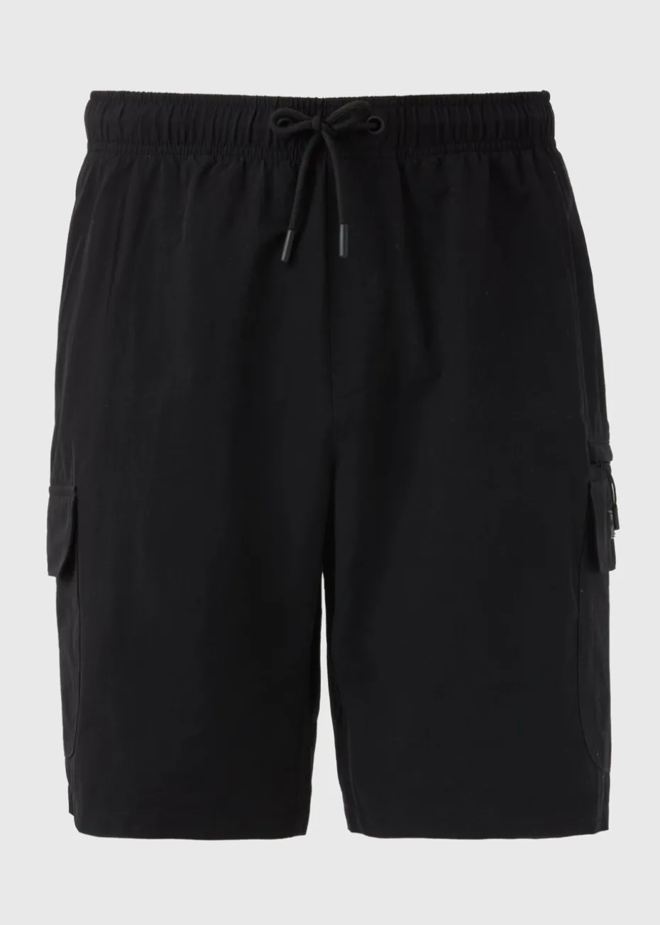 Black Tech Cargo Shorts