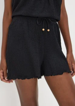 Black Textured Shorts