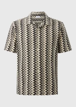 Black Textured Zig Zag Shirt