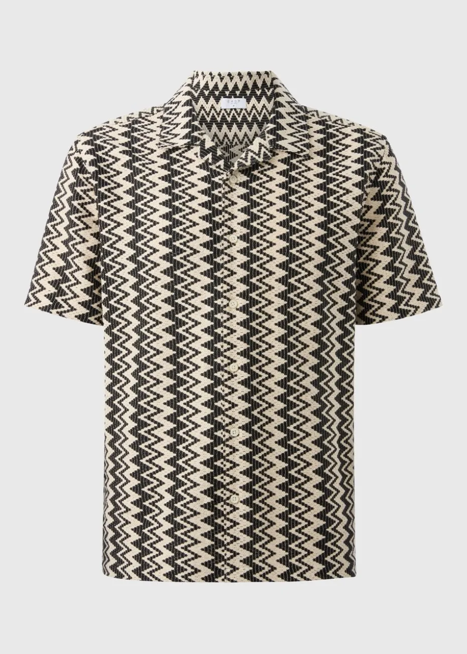 Black Textured Zig Zag Shirt