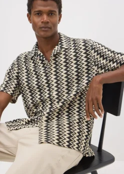 Black Textured Zig Zag Shirt