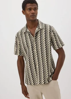 Black Textured Zig Zag Shirt