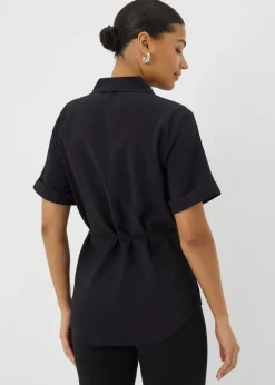 Black Tie Waist Longline Shirt
