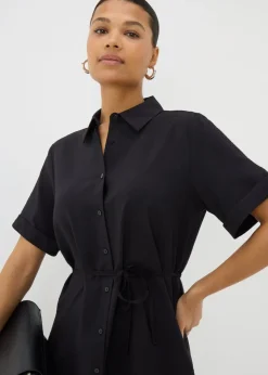 Black Tie Waist Longline Shirt