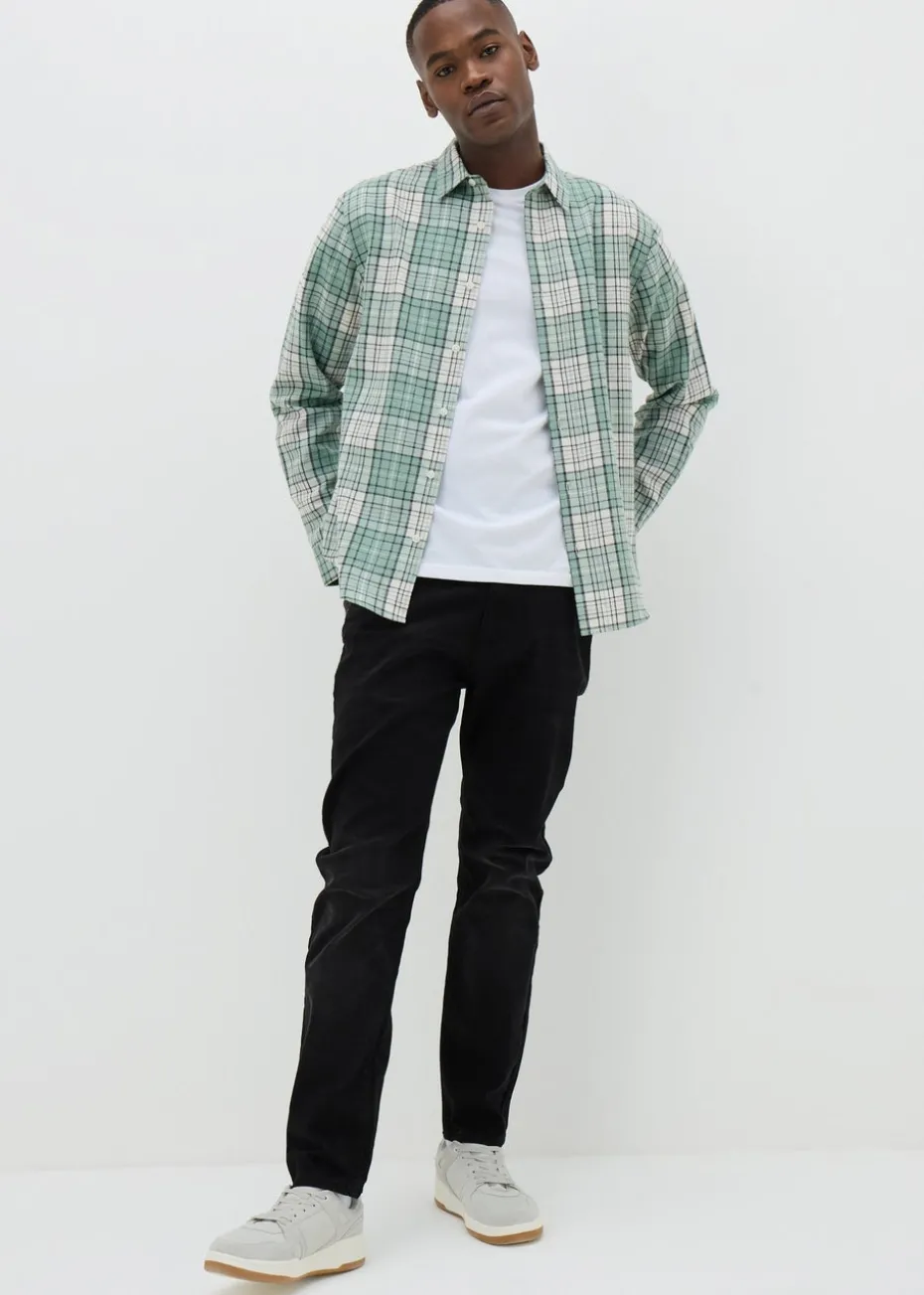 Black Washed Slim Fit Tapered Jeans