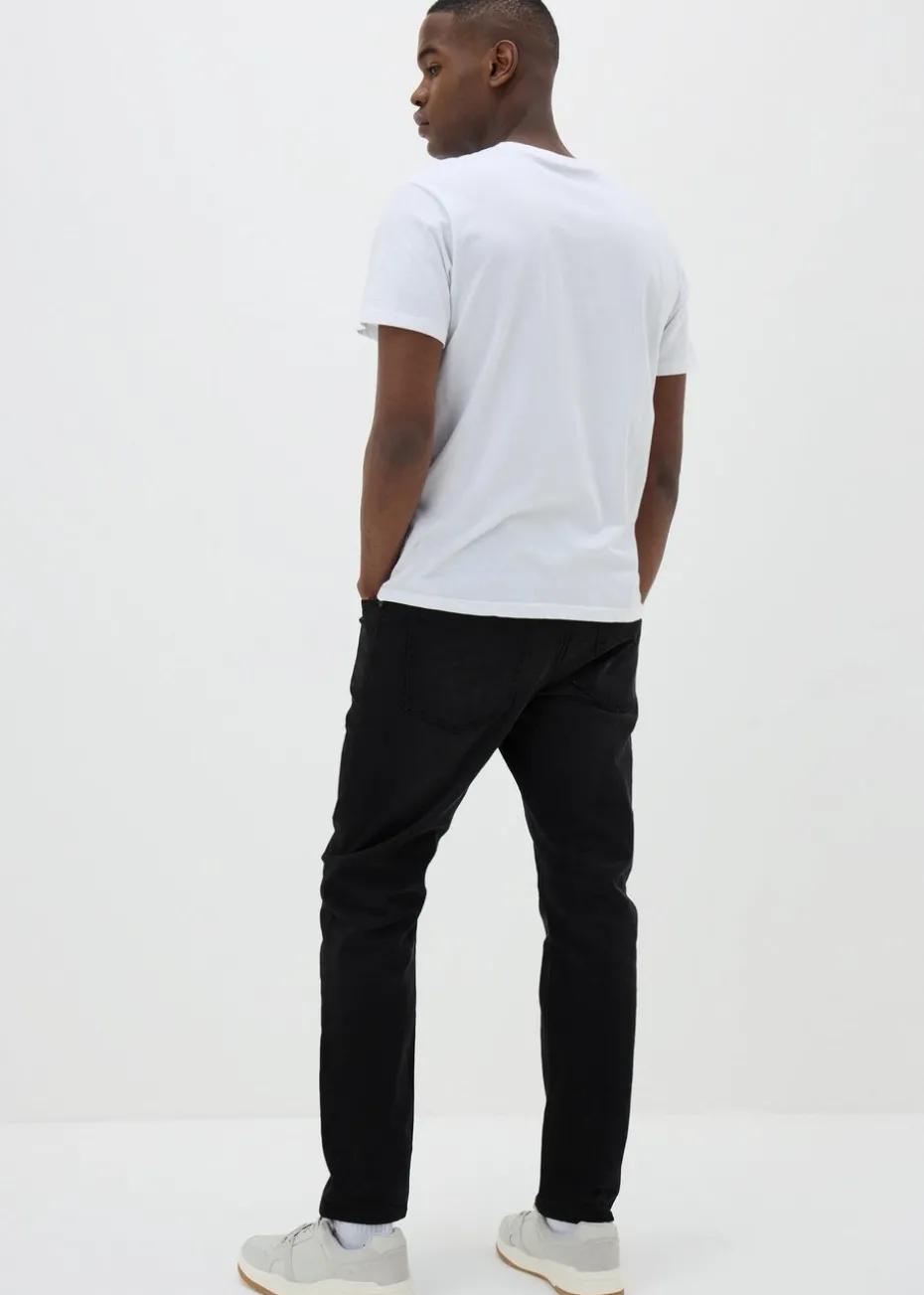 Black Washed Slim Fit Tapered Jeans
