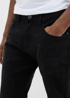 Black Washed Slim Fit Tapered Jeans