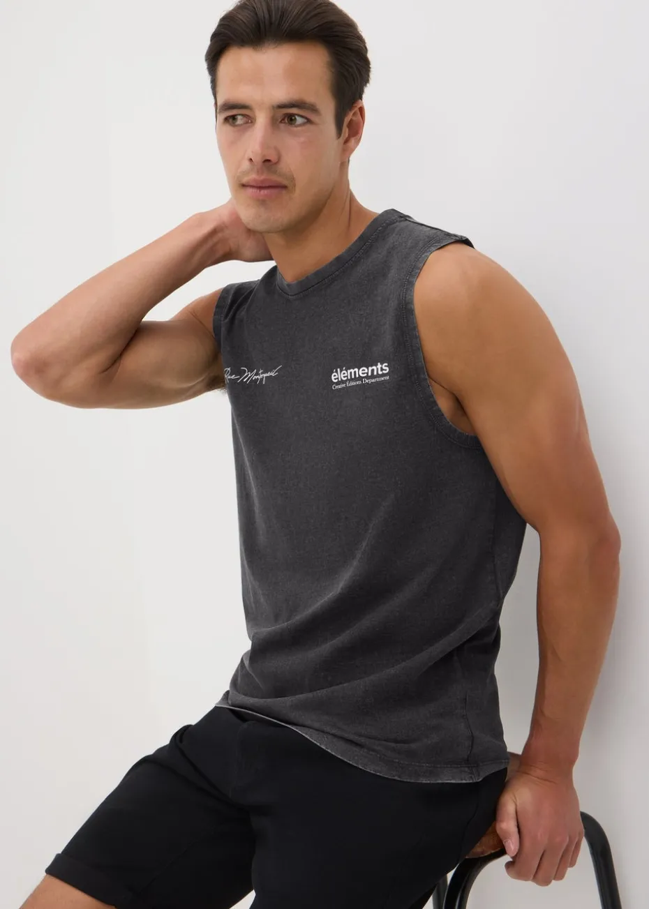 Black Washed Tank Vest