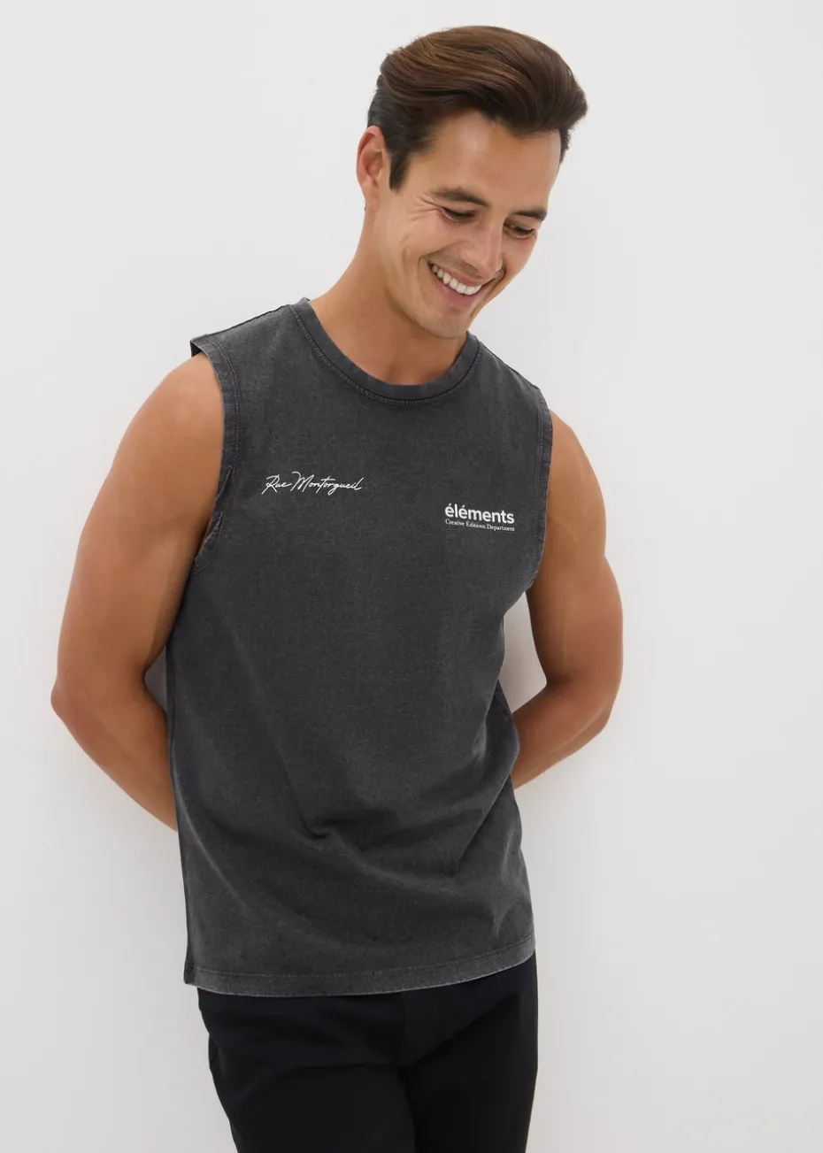 Black Washed Tank Vest