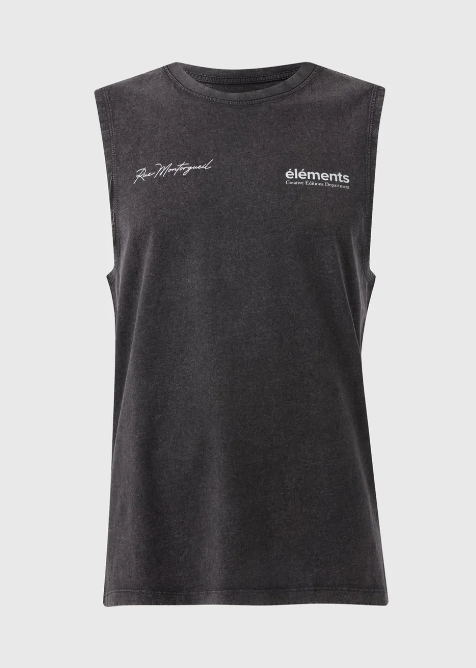 Black Washed Tank Vest