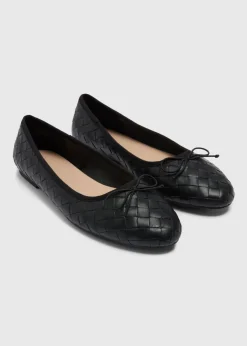 Black Weave Ballet Flats
