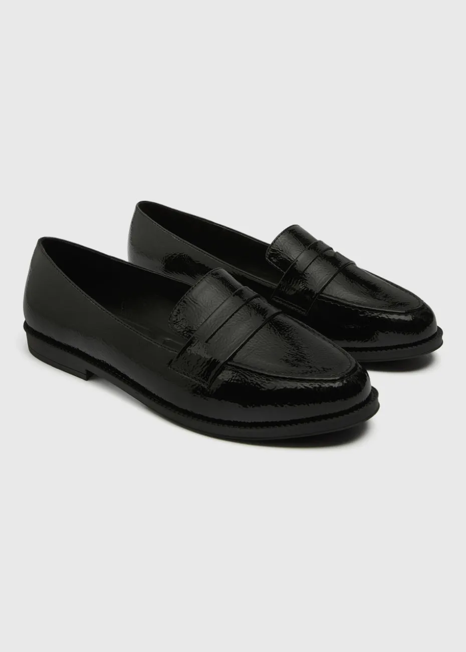 Black Wide Fit Loafers