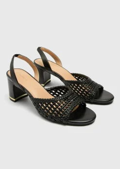 Black Woven Strap Heels