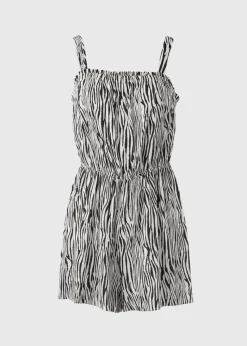 Black Zebra Print Playsuit