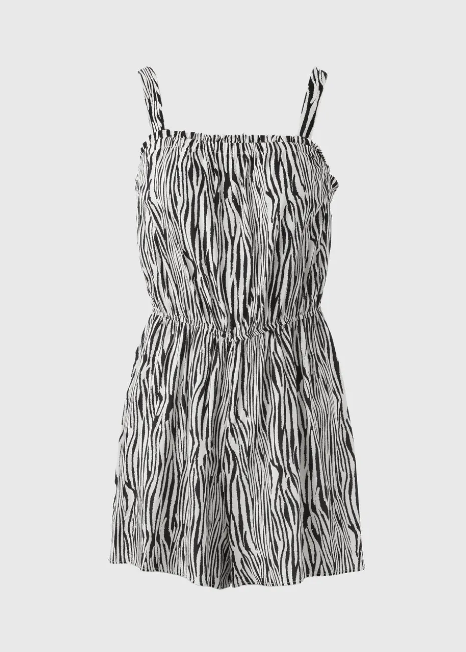 Black Zebra Print Playsuit