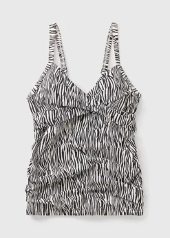 Black Zebra Print Shapewear Tankini Top