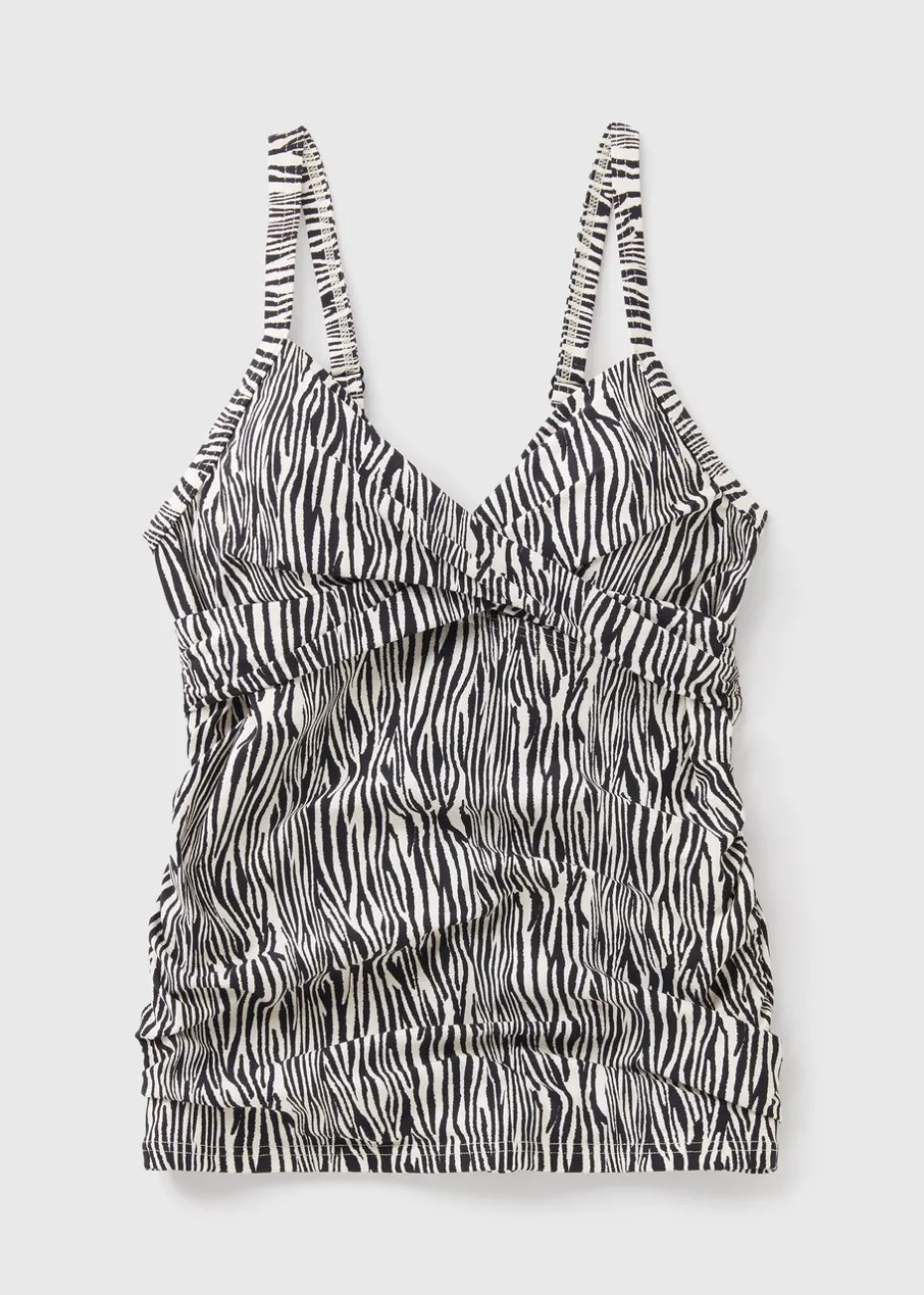 Black Zebra Print Shapewear Tankini Top