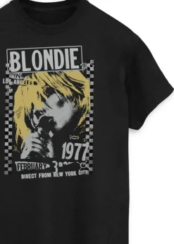 Blondie Los Angeles 1977 Women Black Printed Boyfriend Fit Music T-Shirt