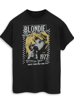 Blondie Los Angeles 1977 Women Black Printed Boyfriend Fit Music T-Shirt